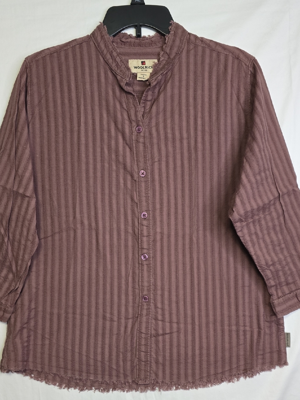 Woolrich Wine Colored Cotton Textured Blouse Raw Edge